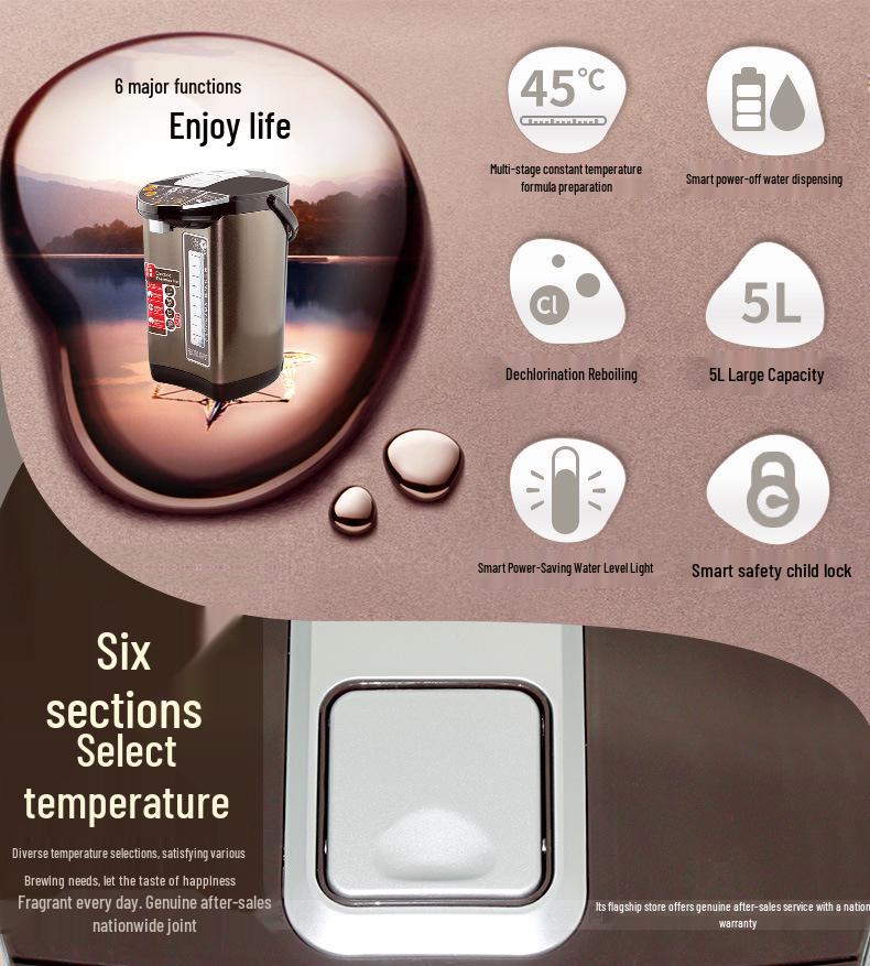 Apache AHP-5083 5L Electric Hot Water Bottle with 304 Stainless Steel Inner Pot and Insulated Constant Temperature Kettle.