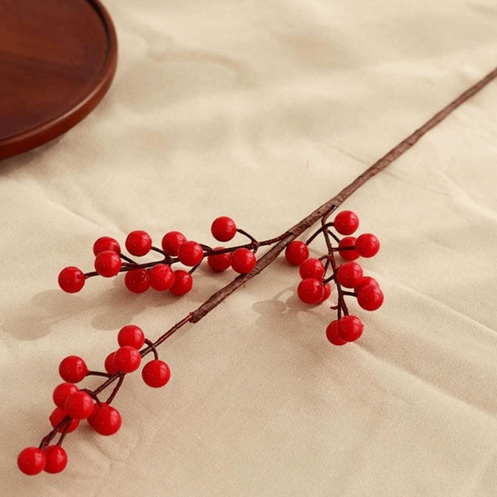 Snow Frosted Artificial Holly Berries DIY Fake Plant Crafts Red Berry Branche Wedding Decoration