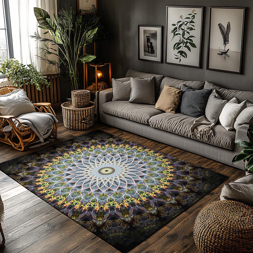 Bohemian Area Rug Mandala Pattern Rug Modern Abstract Carpet Non Slip Floor Mat Living Room Decor Bedroom Rug Home Accent Unique 50x 80cm