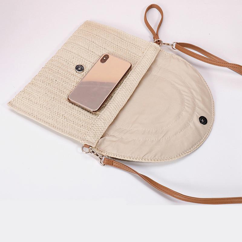 Yogodlns Summer Braided Straw Bag For Women Handmade Envelope Bag Bohemia Style Beach Bag Vacation Shoulder Crossbody Bag