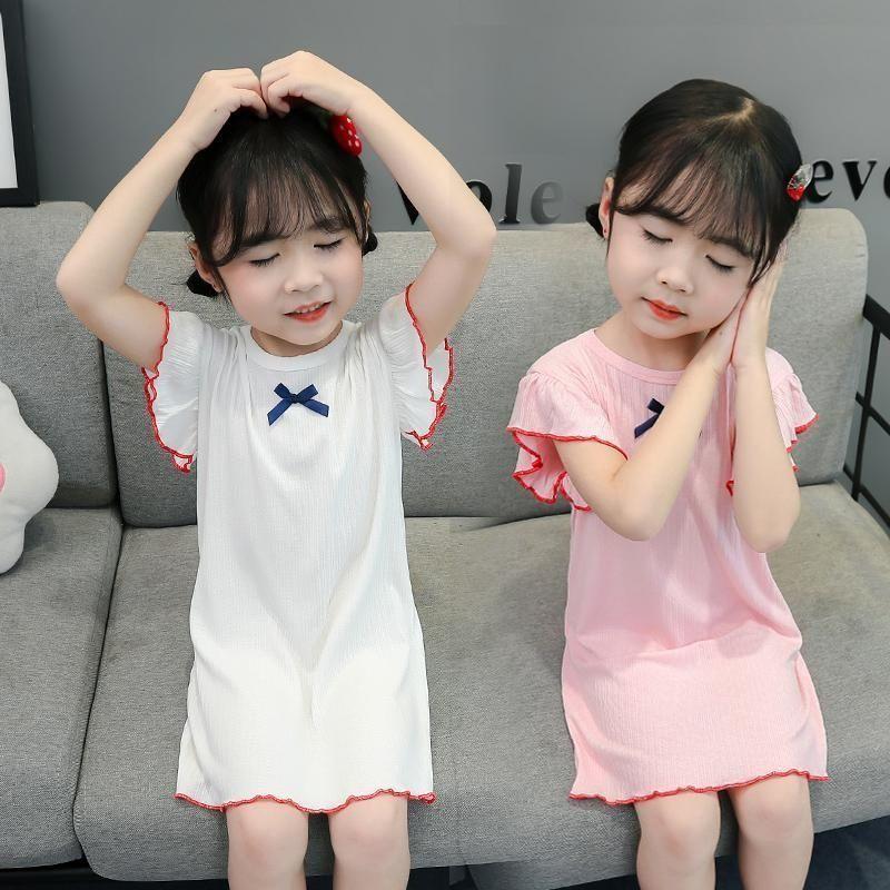 Girls Summer Lightweight Ice Silk Nightgown Home Sleepwear for Air Conditioned Rooms