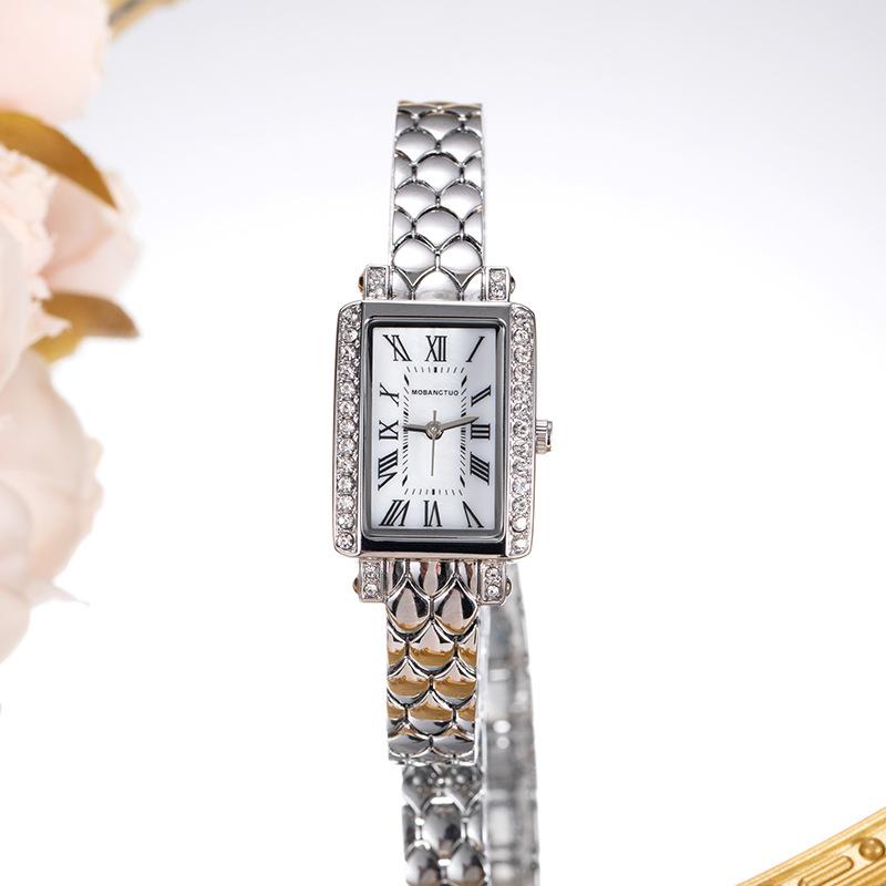 Diamond-Encrusted Square Watch Women'S High-End Sense Exquisite Light Luxury High-Value Women'S Quartz Watch