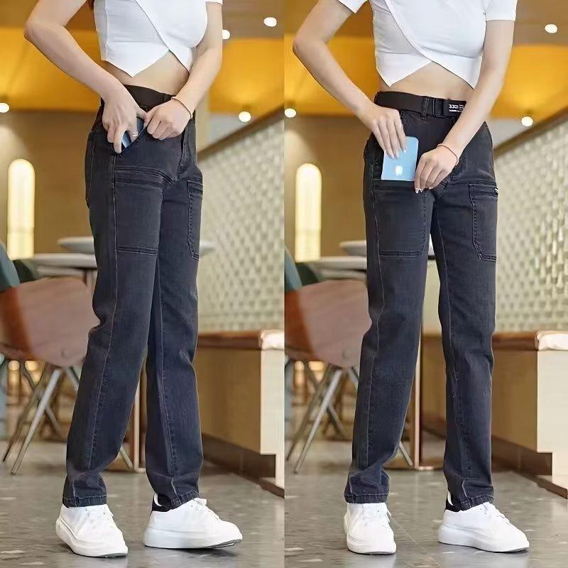 Джинсы мужские JYL Уличный стиль Модные Продвинутая атмосфера Разрез по низу Глиняный цвет Американский деним 34 амарантовый