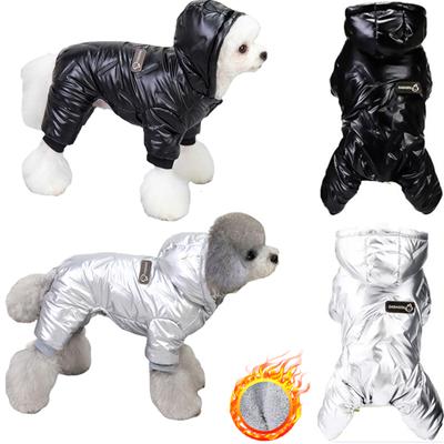 Zimní teplé psí kombinézy Vodotěsná PU bunda pro malé psy Oblečení Štěně Bavlněný kabát Čivava Teddy Bišonek Kostýmy