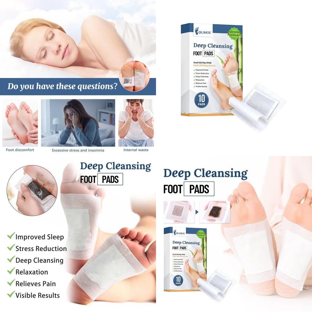 Ouhoe Deep Cleansing Foot Pads Relaxing Foot Care For Stress Relief And Detoxification 10 Pieces