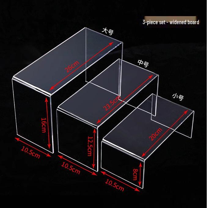 Acrylic U-Shaped Shelf Display Stand with Layered Dividers for Figures, Blind Boxes, Bags, and Cosmetics.
