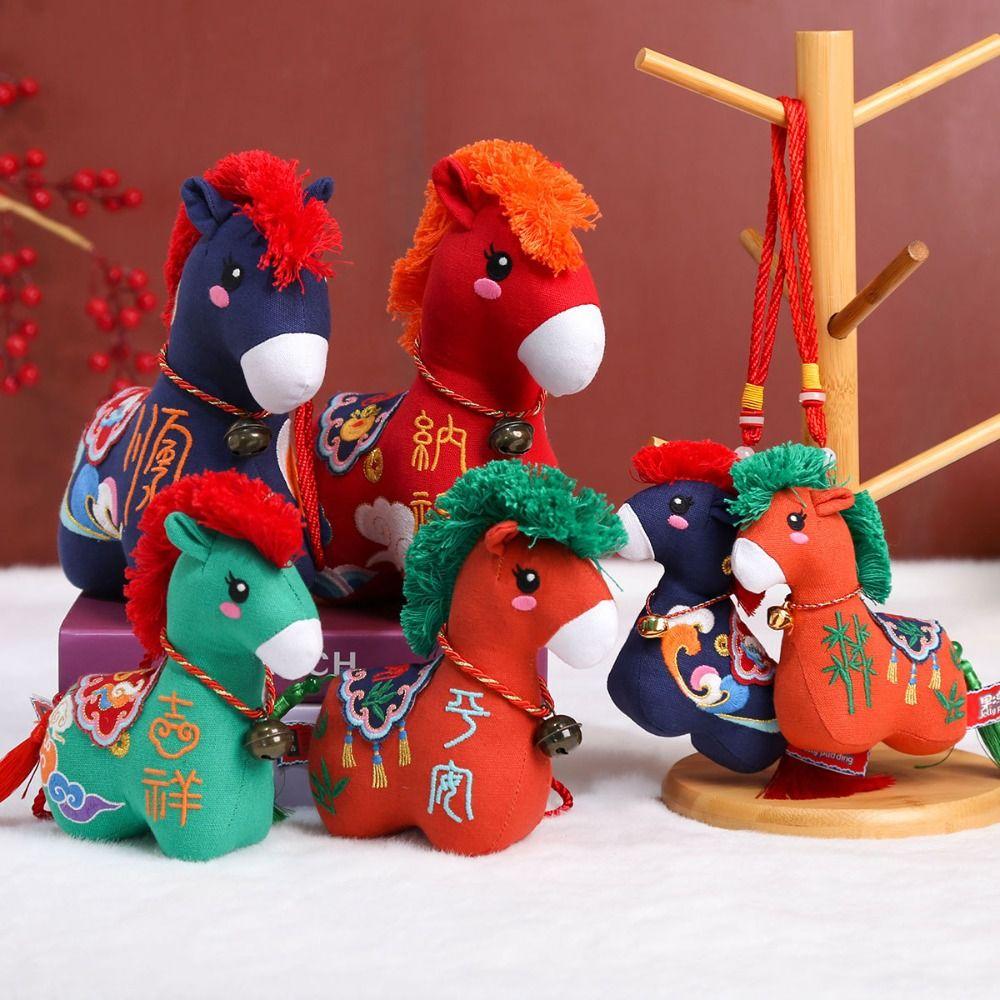 Stuffed Animal Chinese Horse Mascot Embroidery New Year Blessing Souvenir  Festival Decoration