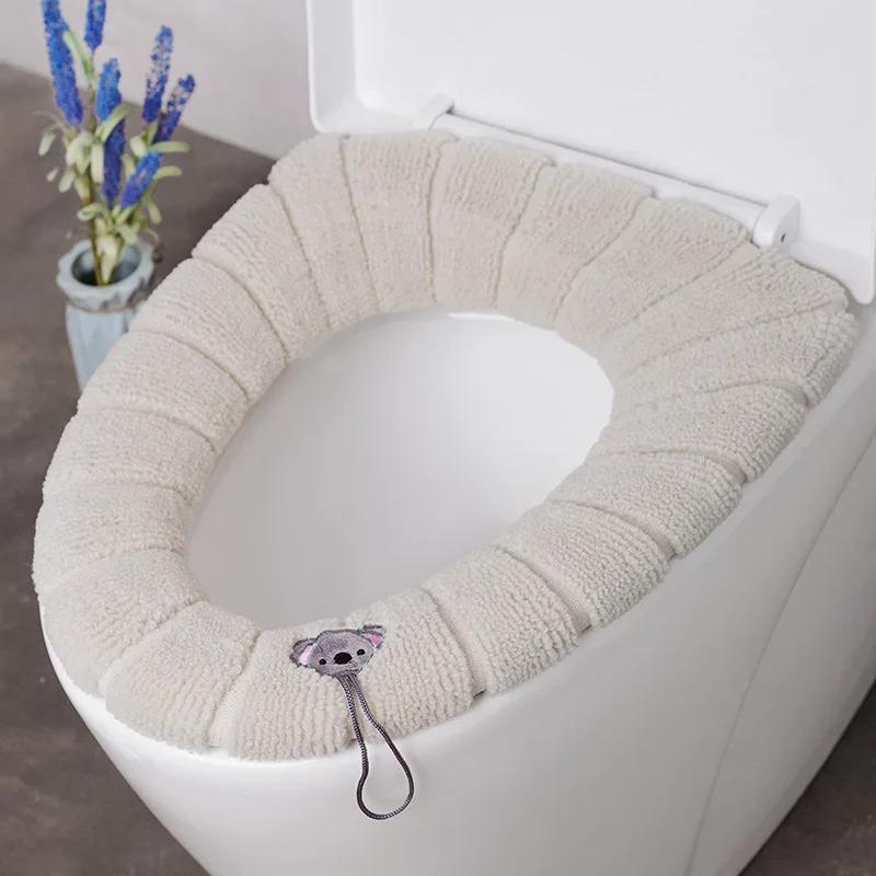1Pc Bathroom Toilet Seat Cover Soft Warmer Washable Mat Cover Pad Cushion Seat Case Toilet Lid Cover Accessories Bath Home