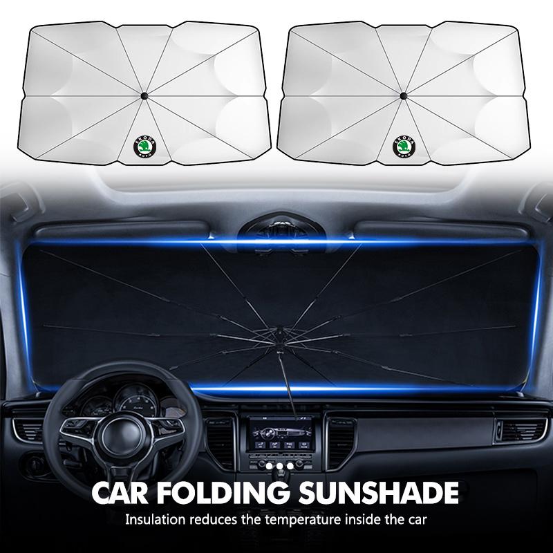 For Skoda Foldable Car UV Sunshade Front Windshield Car Sunshade Parasol Fabia Kamiq Superb Scala Enyaq-iV MK3 VisionS Yeti ahc511