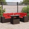 VidaXL Garden Lounge Set with Cushions 6pcs Brown Braided Resin Acacia, Outdoor Sofa Set, Garden Lounge, 3326805
