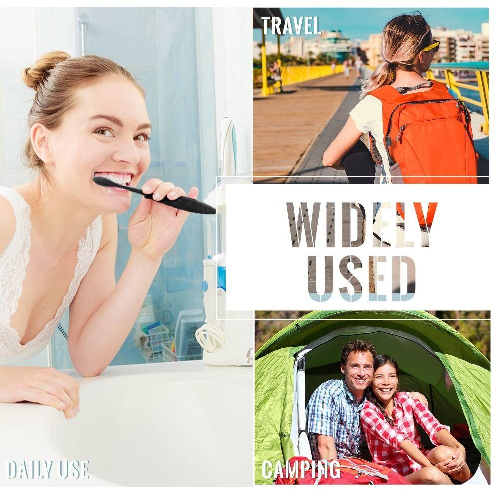 10Pcs Compact Folding Bamboo Charcoal Toothbrush Disposable Portable Toothbrush Hiking