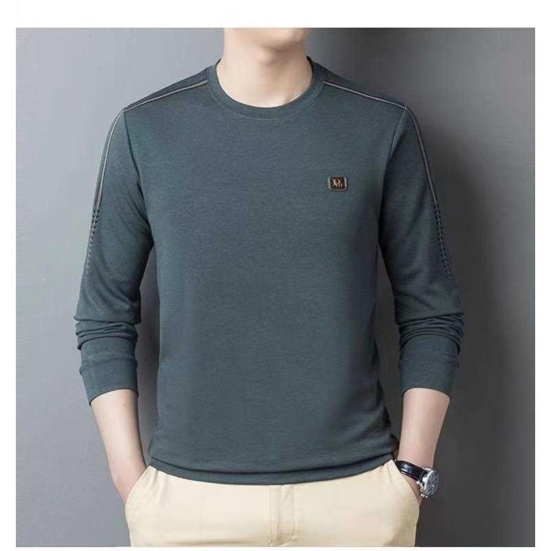 

Осенняя новая футболка с длинными рукавами, мужской свитер с круглым вырезом и принтом для молодежи и среднего возраста M