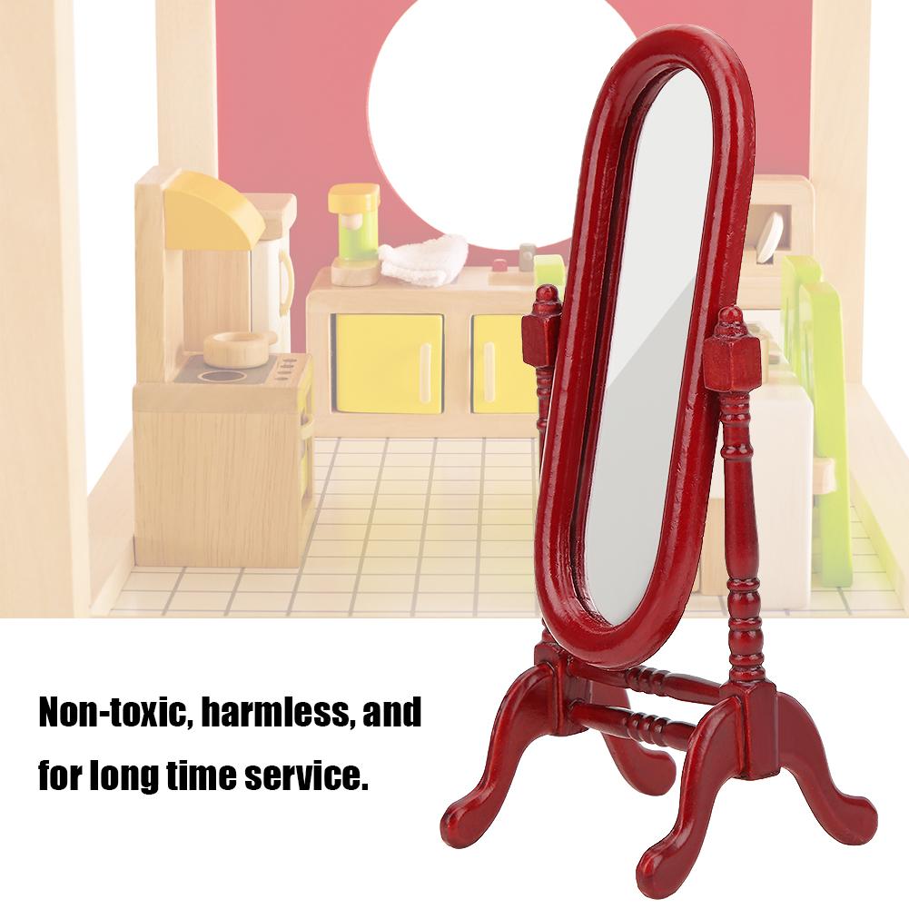 1:12 Doll House Full Length Dressing Mirror Model Accessory Room Furniture Toy(Brown )