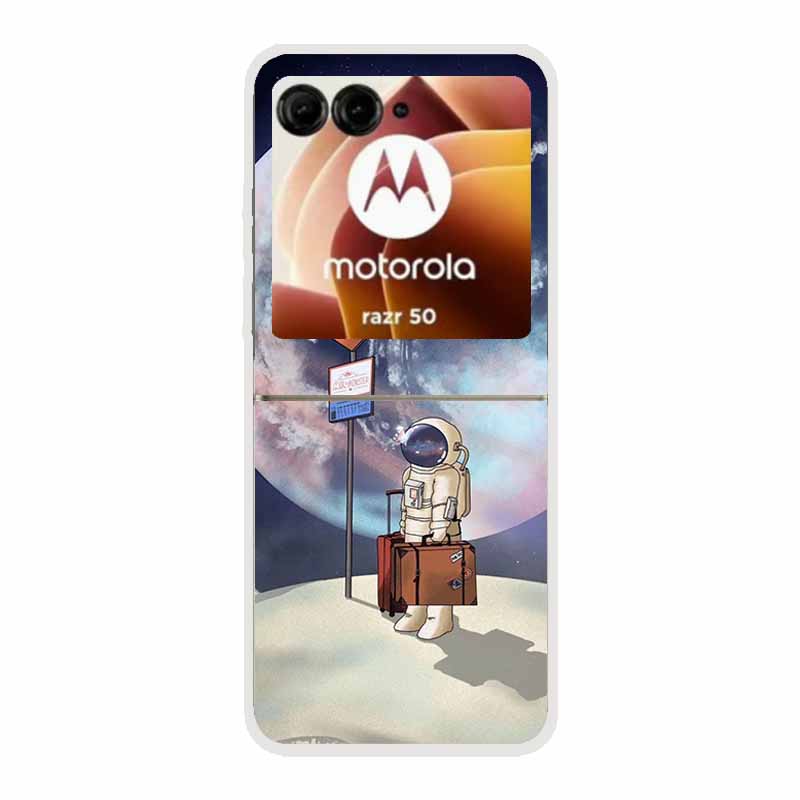 For Moto Razr 50 Case Clear Plastic Hard Painted Space Transparent Phone Covers for Motorola Razr 60 50 Coque Razr 2024 PC Cases
