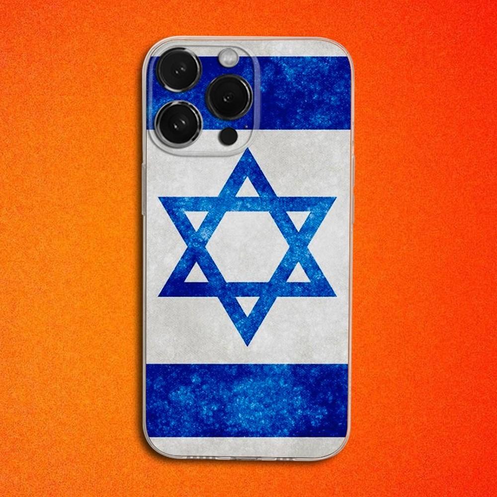 Star David I-Israel Flag Phone Case For iPhone 16,15,14,13,12,11 Plus,Pro,Max,XR,XS,X,Plus,SE,Mini Transparent Soft Cover