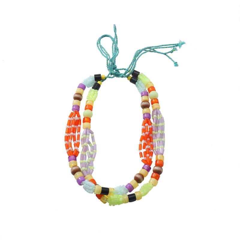 Handmade Multilayer Beach Style Necklace With Beaded Resin Charms Geometric Design Women 2025