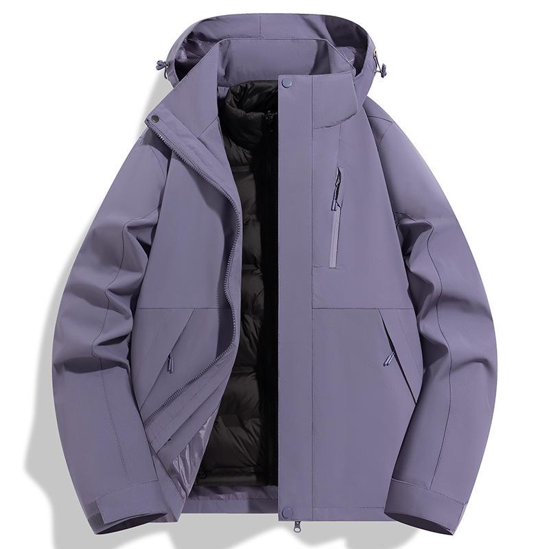Men's Autumn/Winter Windproof 3-in-1 Down Jacket - Warm, Velvet-Lined Sports Coat