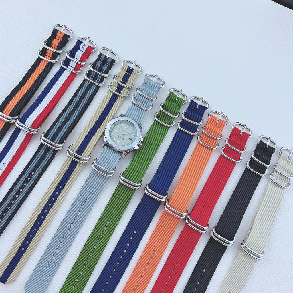 Nylon Braided NATO Canvas Watch Strap - One-Piece Design, Available in 18mm, 20mm, 22mm, 24mm Sizes.