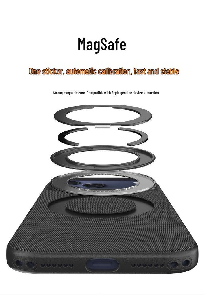 Tech Fabric Protective Case with Rotating Magnetic Stand for iPhone 17 Pro Max