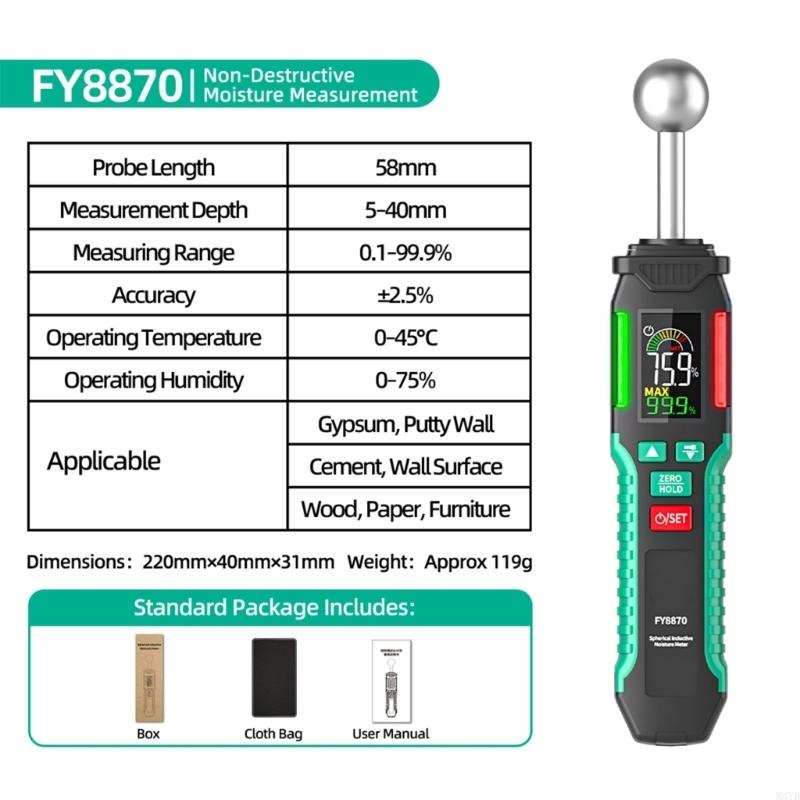 Digital Moisture Meter for Wood with Backlights LCD Damp Tester Dampness Meter for Wood Building Materials M4YD