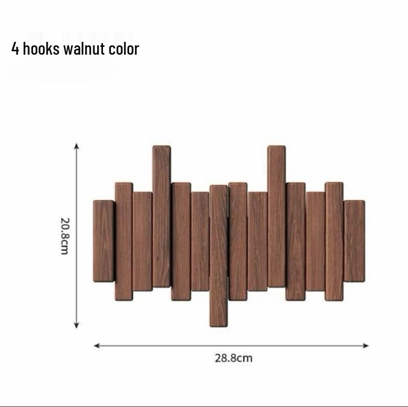 Solid Wood No-Drill Piano Key Wall-Mounted Coat & Hat Rack
