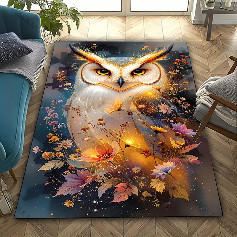 3D HD Printing Owl Print Rug Carpet for Bedroom Living Room Decor Area Rug for Sofa Washable Floor Mat Coffee Table Special Gift