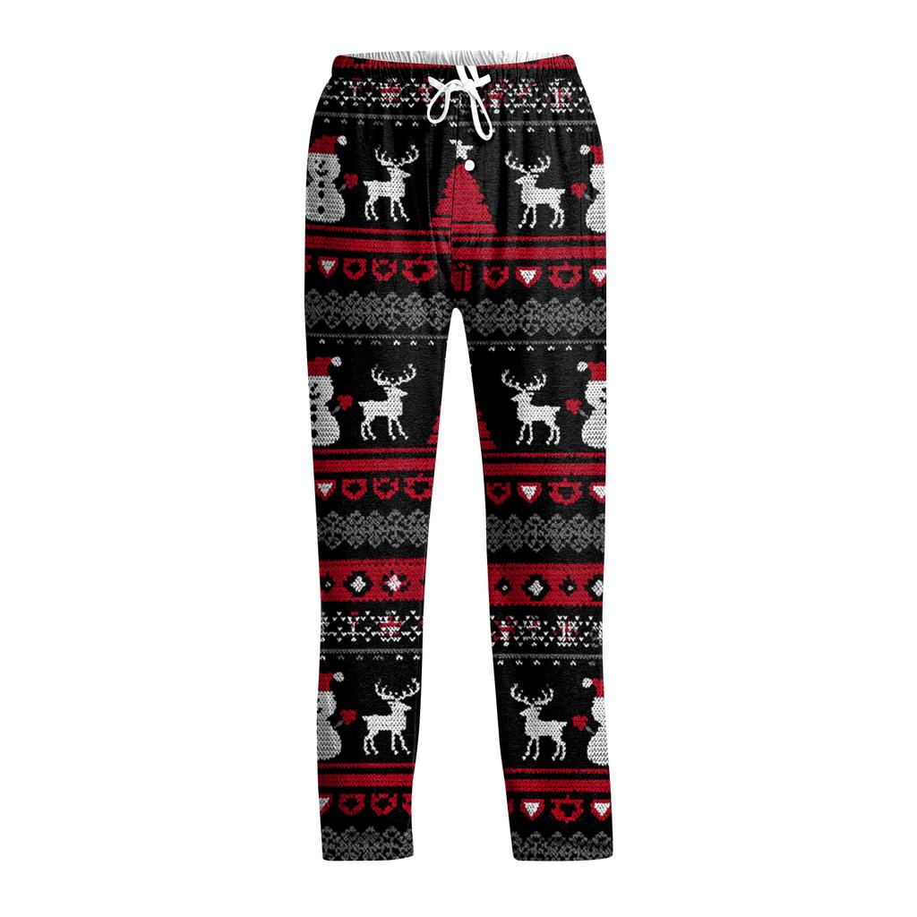 Men's Christmas Print Drawstring Pants Casual Pajama Pants