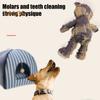 Squeaky Dog Chew Toy Interactive Plush Bear Toy with Sound Indestructible Dog Teeth Cleaning Toy for Aggressive Chewers