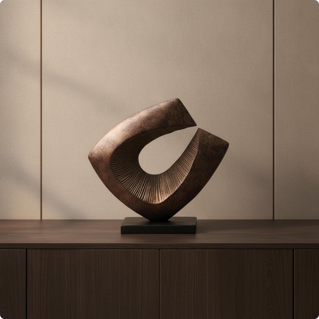 Tabletop Sculpture Abstract Geometric Weathered Decorative Ornament for Refined Aesthetic