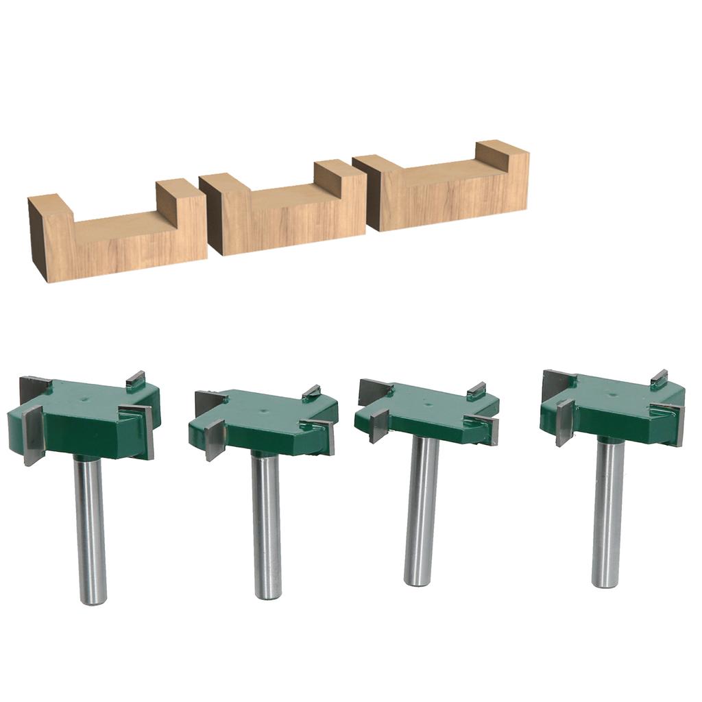 4 Stück Set 14 Schaft Vier Schneiden T-Nut Nutenfräser Holzbearbeitungsfräser Schaftfräser