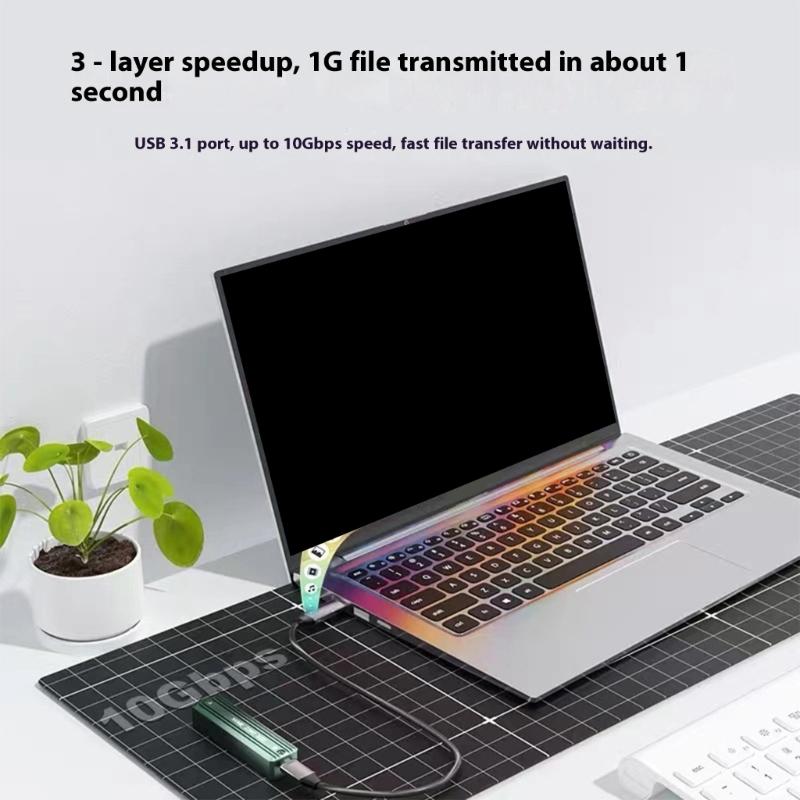 Portable M.2 NVME 2280 Hard Drive Case Double Bay Aluminum Shell Supports 10Gbps Transfer Rate Adapter For External Storage