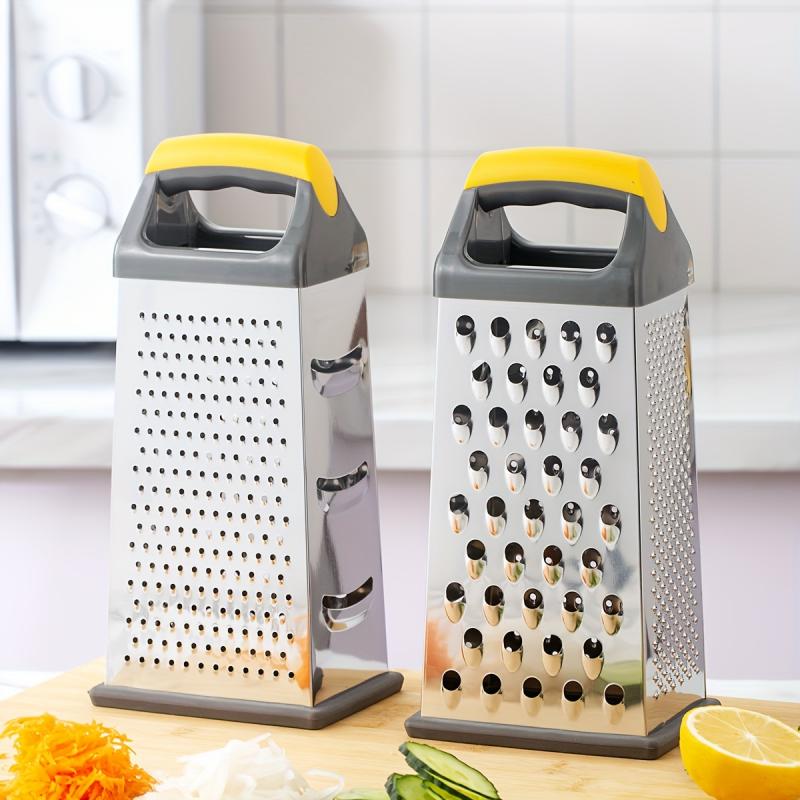 4-Sided Stainless Steel Vegetable Grater, 9-Inch Multi-Functional Stand-Up Kitchen Tool with PP Handle for Cheese, Fruits, Vegetables