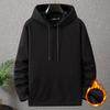 Düz Renk Kapşonlu Sweatshirt Erkek 12XL 10XL Büyük Beden Kapşonlu Sweatshirt Sonbahar Kış Kalın Polar Kapşonlu Sweatshirt Erkek Büyük Beden 12XL Kapşonlu Kazak Siyah