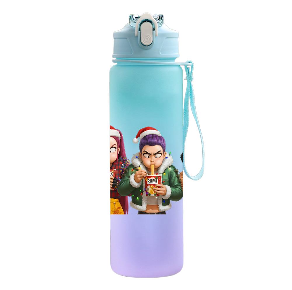 750Ml Water Bottle Cartoon Christmas K-Pop Demon Hunters Printed Large Capacity Drinking Cup Portable Outdoor Sports Water Cup Children Kid Gift