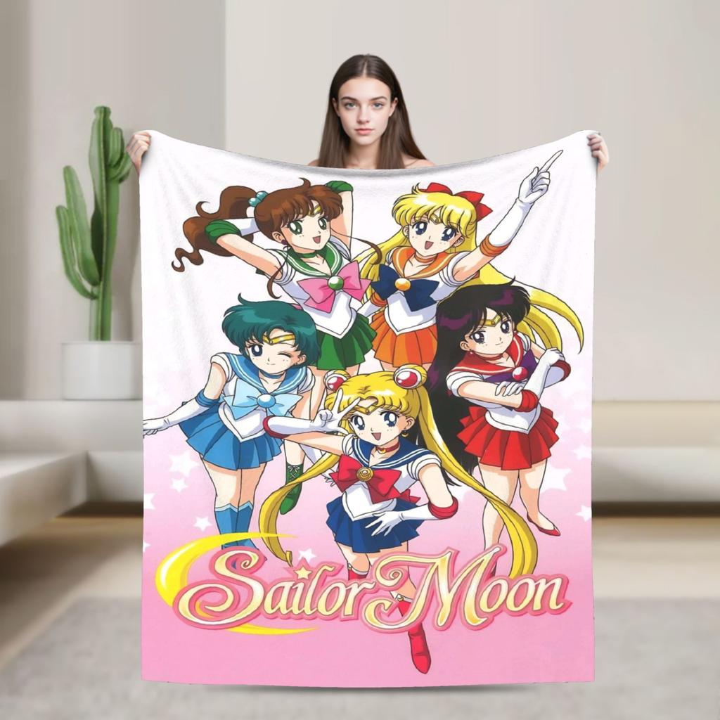 S-SAILOR Anime M-MOON Blankets Warm Soft Funny Plush Bedding Throws For Children Home Decor Flannel Bedspread Bed Cover