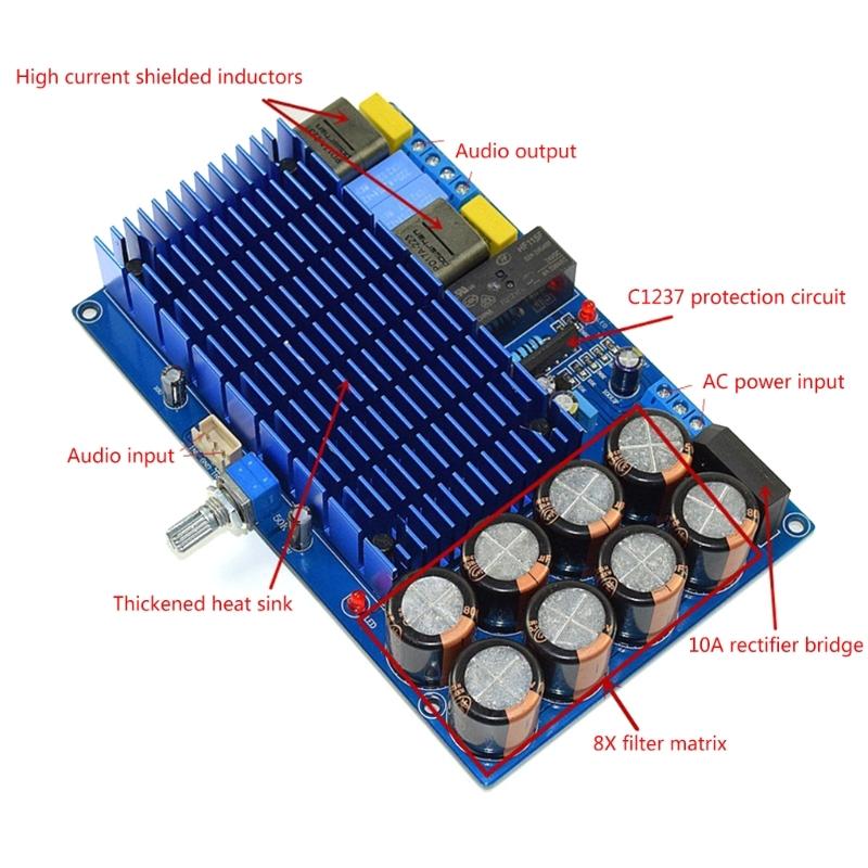 2 Channel Amplifier Stereo Audios Amp Mini HiFi Class D Integrated TDA8954 Amp for Home Speakers 210Wx2