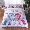 Magical 3D Cartoon Color Unicorn Print Bedding Set - Single/Double/Queen Sizes With Duvet Cover & Pillowcase