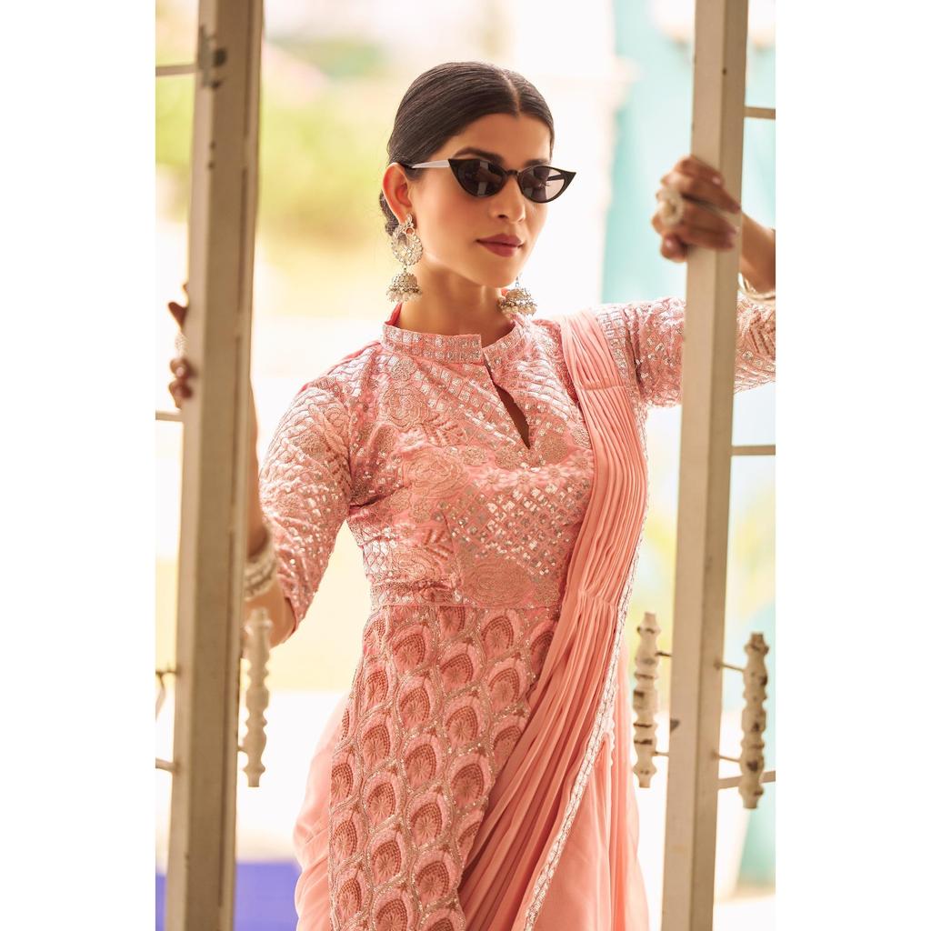 Party Look Bollywood Reay To Wear Saree Blouse Indian Women Designer Ethnic Sari
