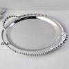 European Style Circle Shape Fruit Plate,31 cm Pearl Dot Silver Metal Cake Plate,Handheld Home Food Tray, Snack Disc Decoration