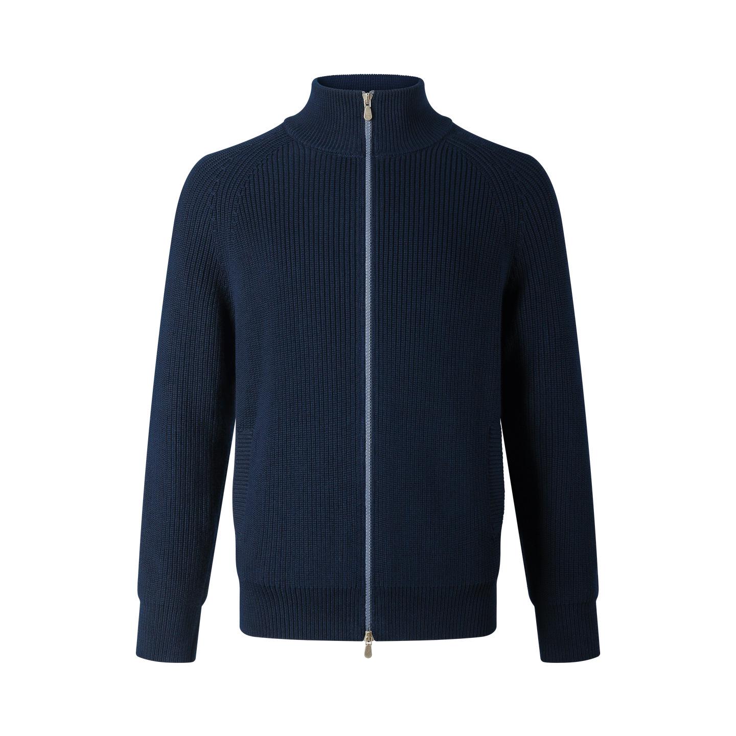 Unisex Cotton Stand Collar Knit Jacket