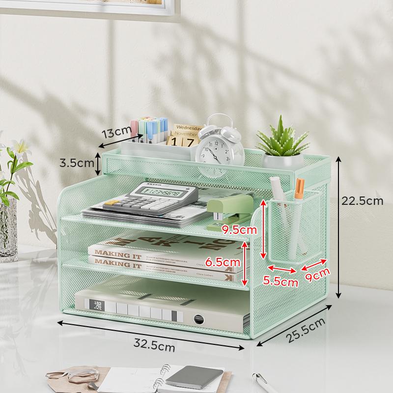 Metal Desktop File Organizer: Office Folder Storage & Bookend Rack