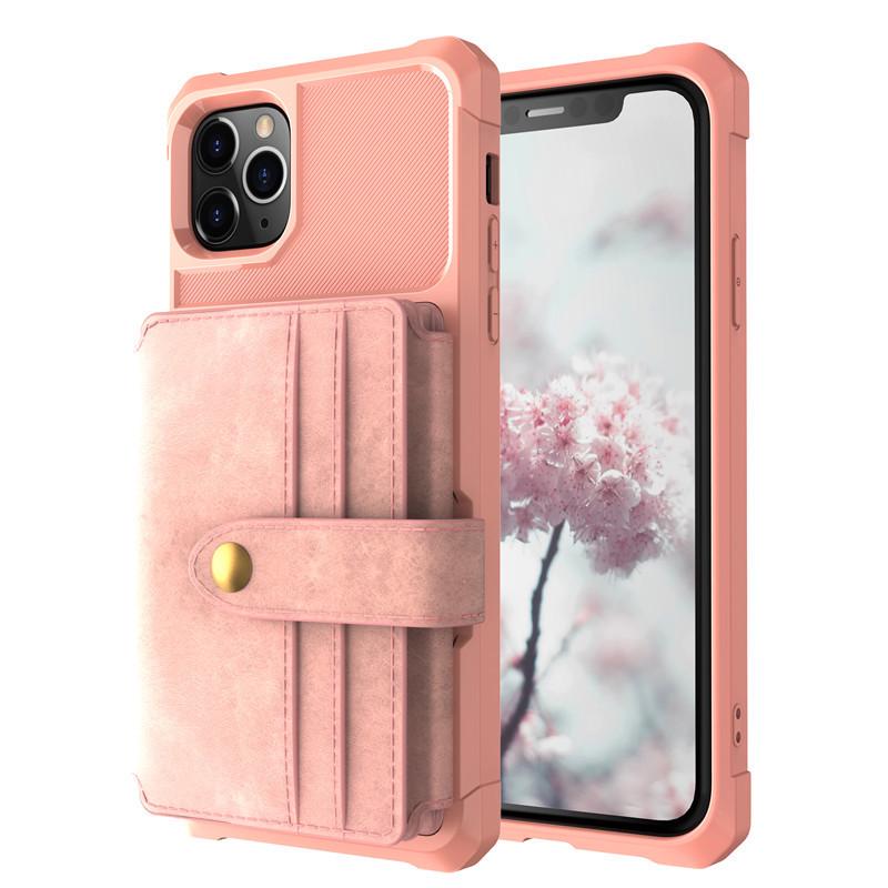 

Drop-Proof Card Holder Case for iPhone 11 Pro/X with Card Slot Button iPhone XR розового золота