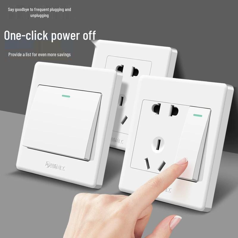 86 Type Wall Panel: Single Gang Light Switch & Socket
