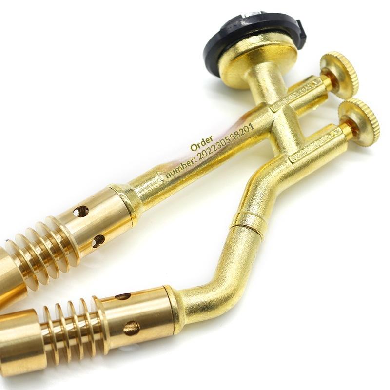 Dual-Head Gas Torch Adjustable Brass Welding Heating Flame Burner High Temperture Propane Butane Welding Torch