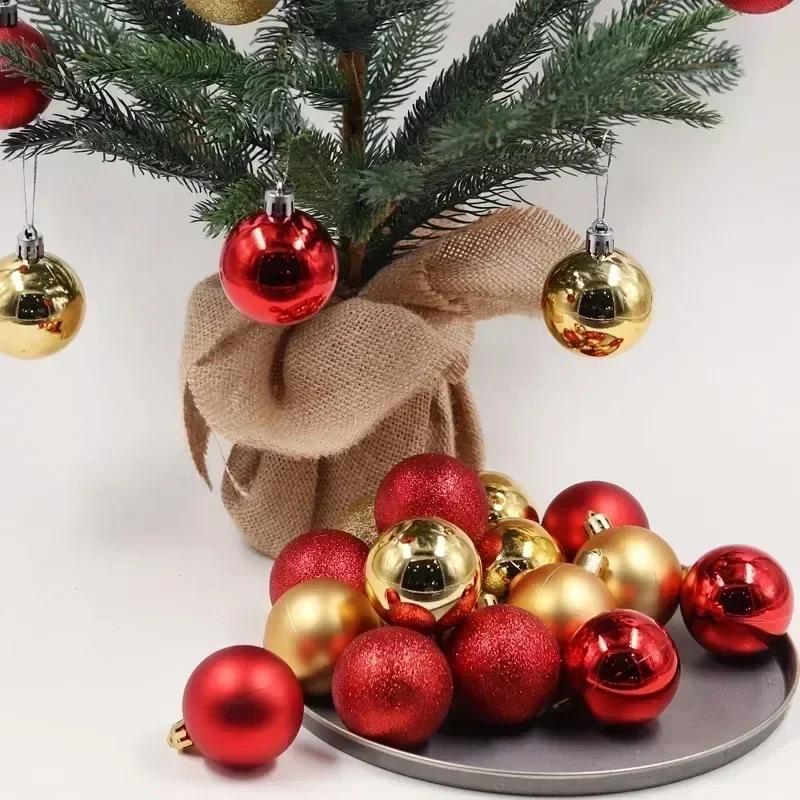 24Pcs 3/4/6CM Christmas Balls Big Ball Christmas Tree Pendant Ornaments for Party Decor 2025 New Year Navidad Gifts Accessory
