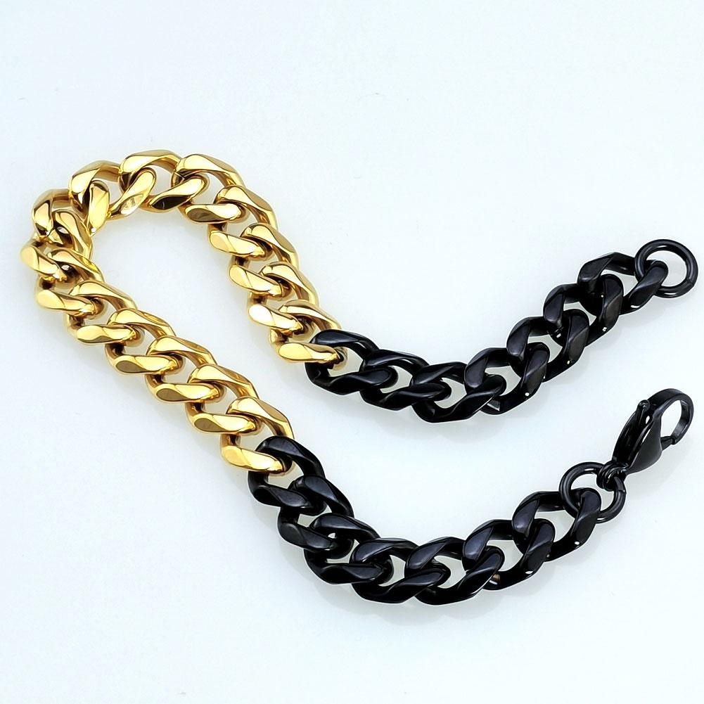 New 316L Stainless Steel Black and Gold Dual Hip Hop Bracelet Anklet