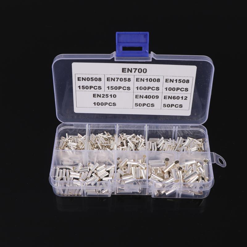 700 Stück gemischte Größen unisolierte Kabelhülsen blanke Klemmen röhrenförmige Drahtendhülsen einfach für Drahtverbindung Stift Crimp