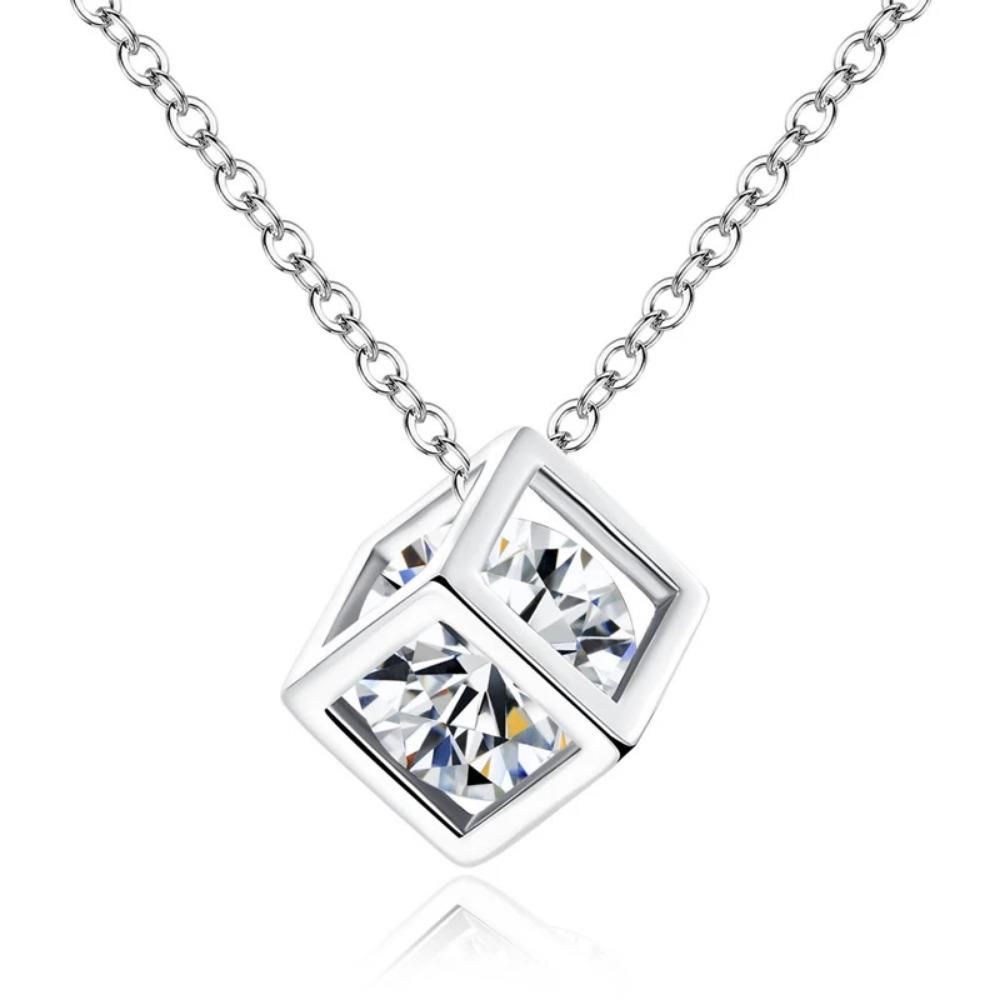 Fashion Crystal Rhinestone Pendant Necklace for Women Gold Color Square Clavicle Wedding Jewelry Gifts