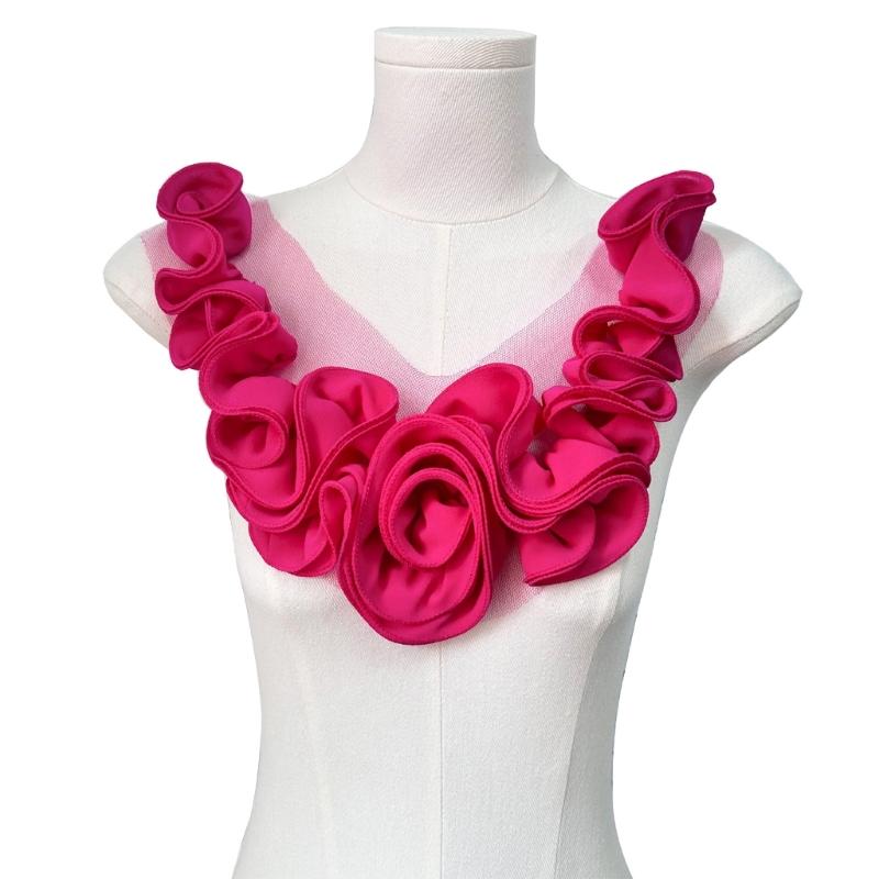 Polyester-Faltenblumen-Aufnäher Einfach aufzunähen Für Kleidungsreparaturen Und Kreative Projekte Auf Verschiedenen Stoffen