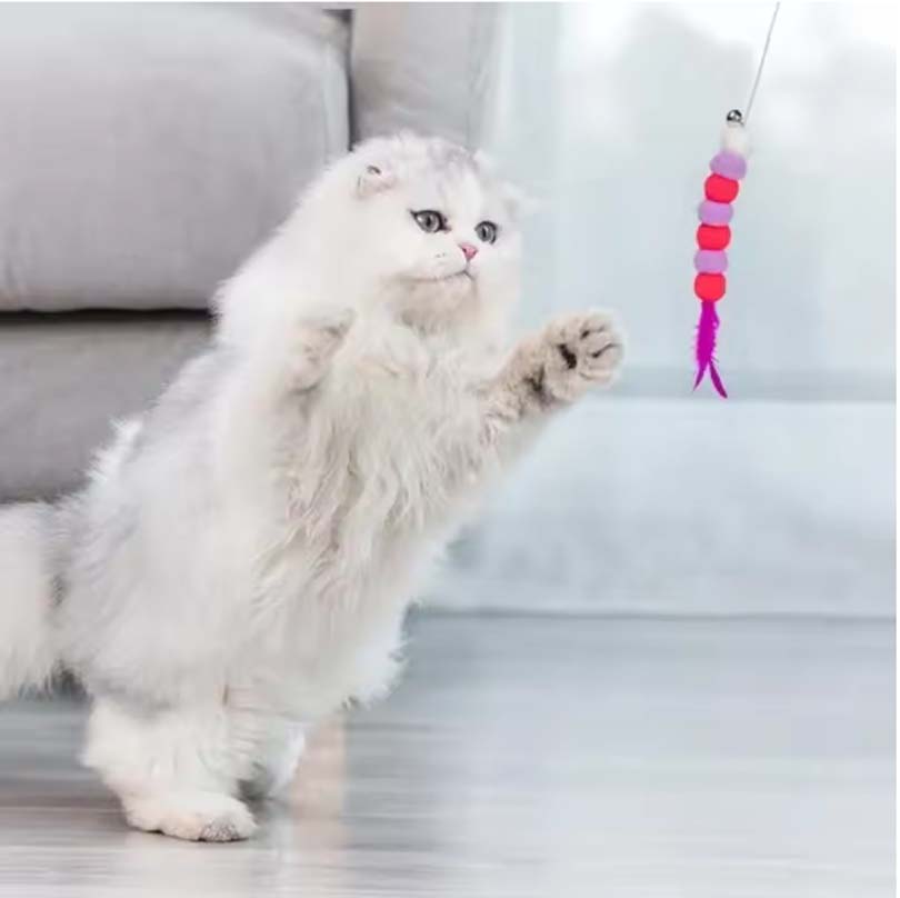 1 PCs New Elastic String Imitated Furs Bug Funny Cat Stick Suitable for Cats